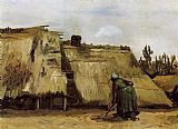 Famous Cottage Paintings - Cottage with Woman Digging